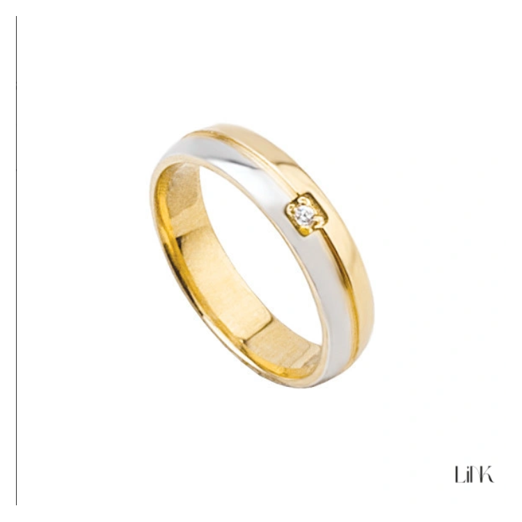 Aliança de prata com banho de ouro amarelo-Alianças de prata-Guarda-joias.com