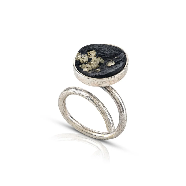 Anel de prata Bruno da Rocha "Superfície Lunar"-Início-Guarda-joias.com